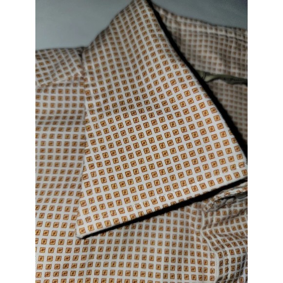 Journal Standard Mens Medium Slim Fit Dress Shirt Button Down Check White Orange - Picture 4 of 14